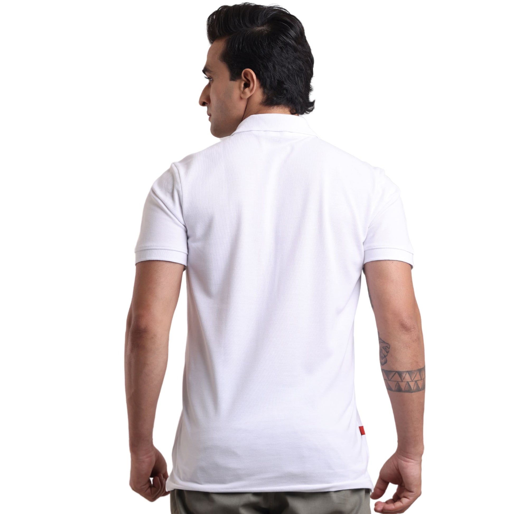 Men's breathable knit polo for gym and office - tropical essential - in Lucent White colour | P3 India