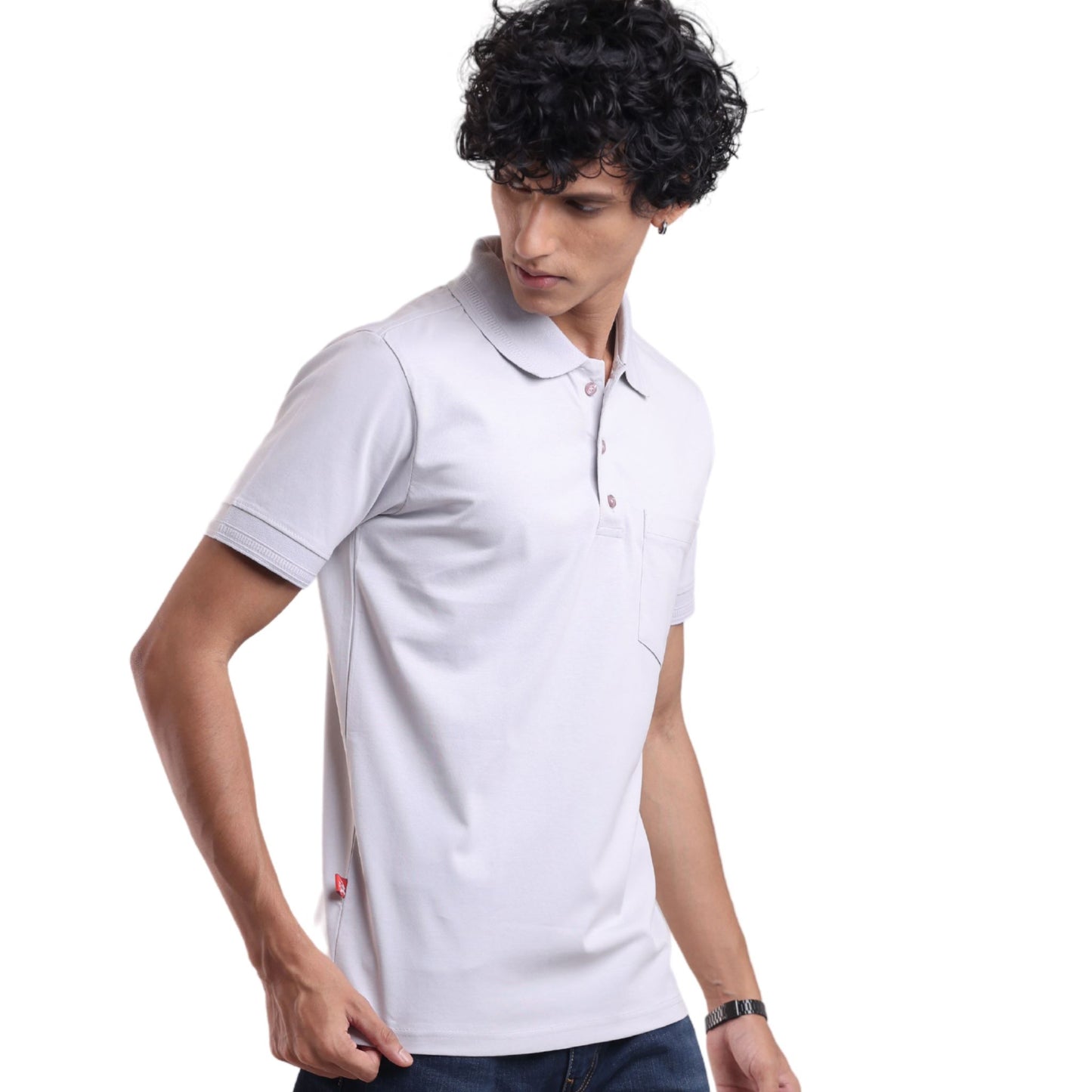 Men's crafted polo shirt for timeless comfort - premium everyday wear in Silver colour | P3 India