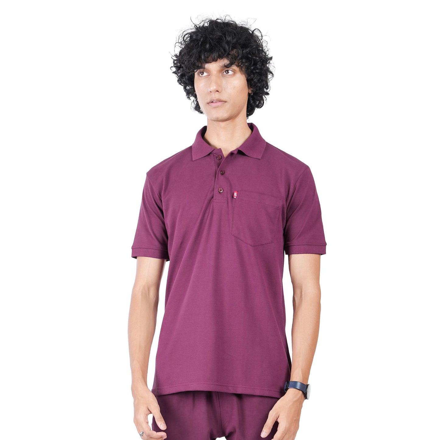 Men's breathable knit polo for gym and office - tropical essential - in Port Wine colour | P3 India