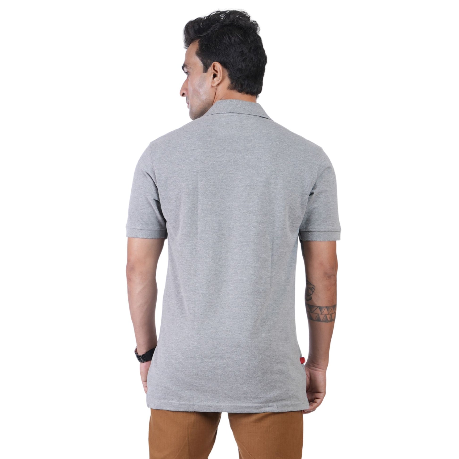 Men's breathable knit polo for gym and office - tropical essential - in Mesh Grey colour | P3 India