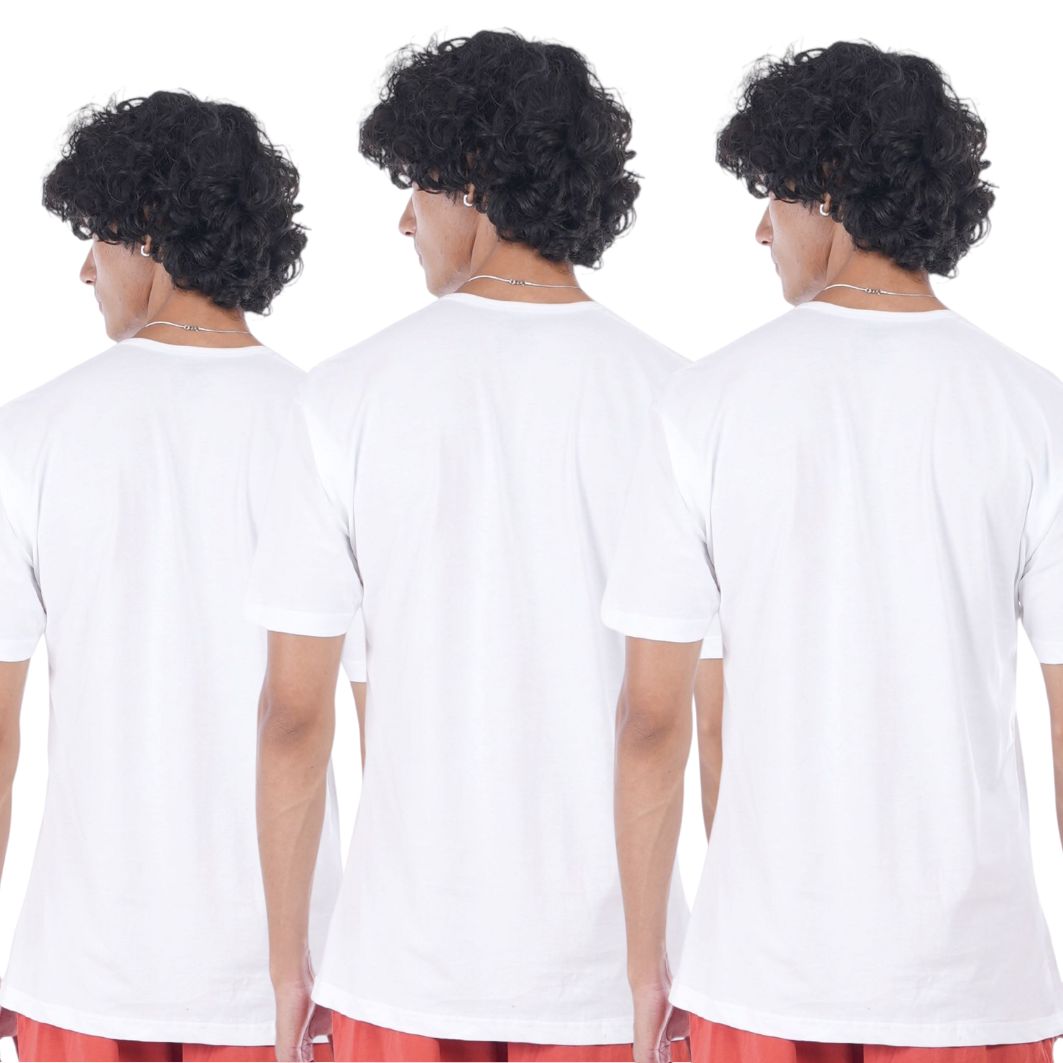 White Henley t shirt (Pack of three)