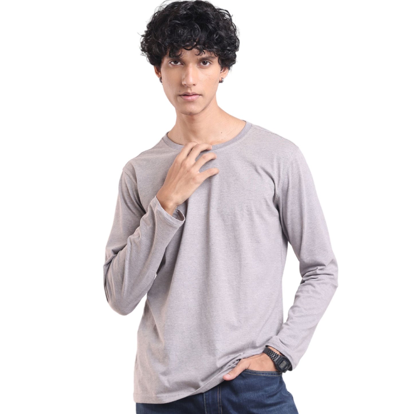 Essential Full Sleeve T-Shirt Crew Neck P3 Greystone Small (80 cm- 85 cm)