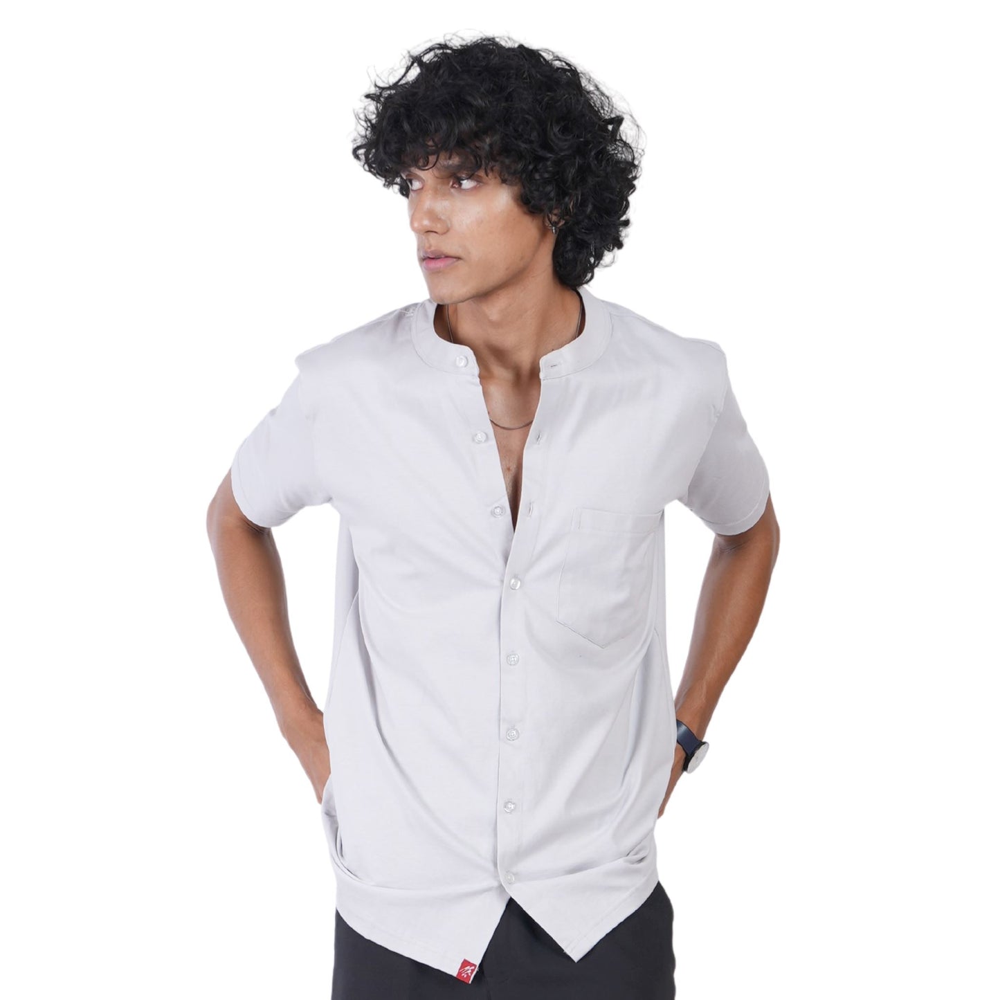 The Silo Front Open Knit Mandarin Front Open Knit Mandarin P3 Silver Medium (90-95cms) | 36 inches