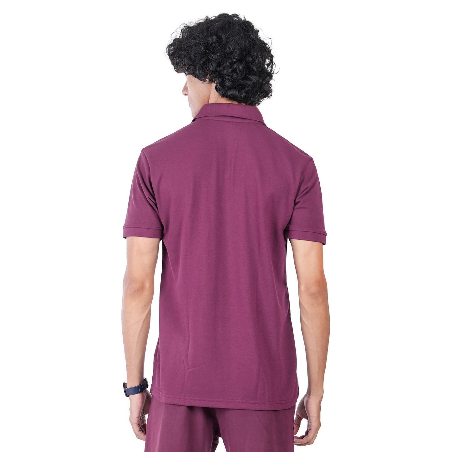 Men's breathable knit polo for gym and office - tropical essential - in Port Wine colour | P3 India