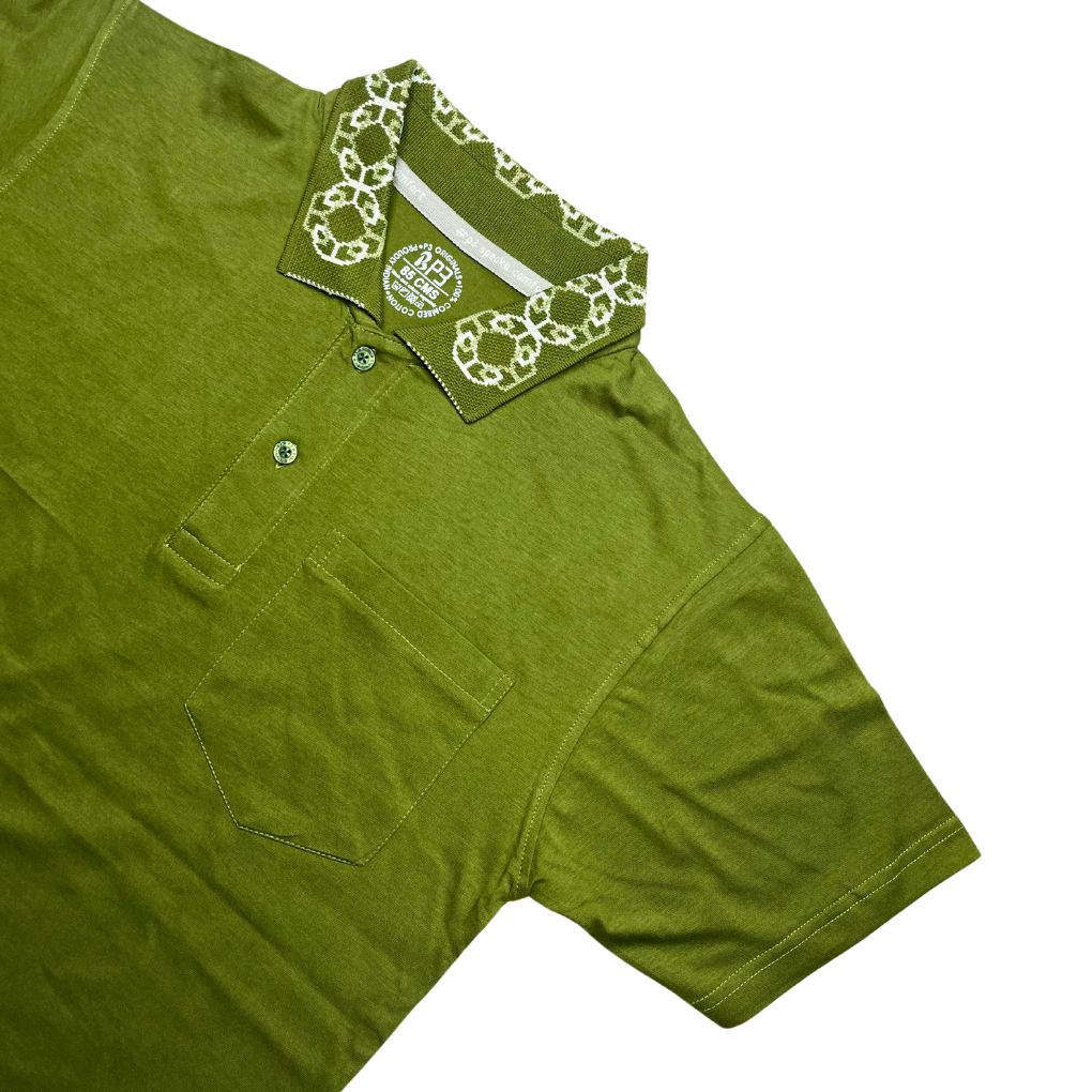 Men's cot-silk polo shirt with knit collar lightweight workwear in citrus green colour