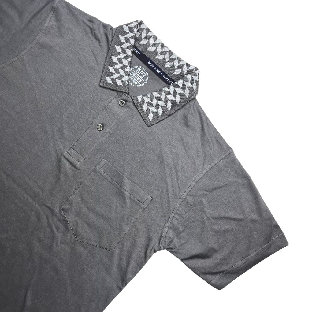 Men's cot-silk polo shirt with knit collar lightweight workwear in slate grey colour