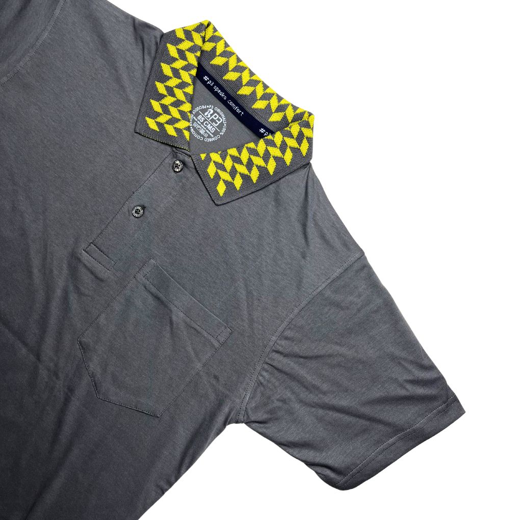 Men's cot-silk polo shirt with knit collar lightweight workwear in urban grey