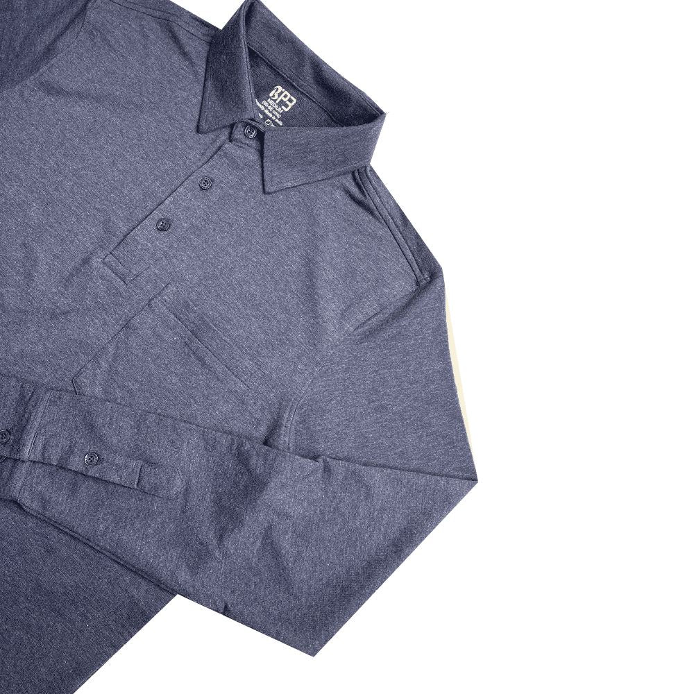 The Terino Cuffed Polo Full Sleeved Cuffed Polos P3 Bleet Indigo Medium (90 cm - 95 cm) Polos