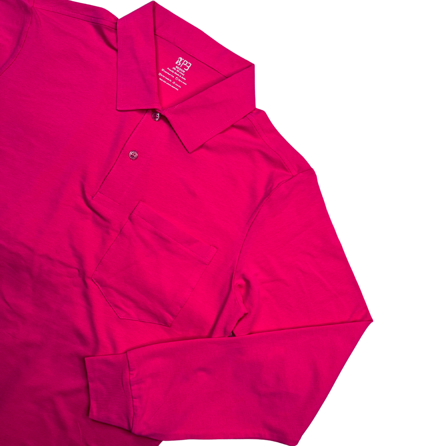 Durable men's polo shirt with no slip hem - office to casual in magenta colour