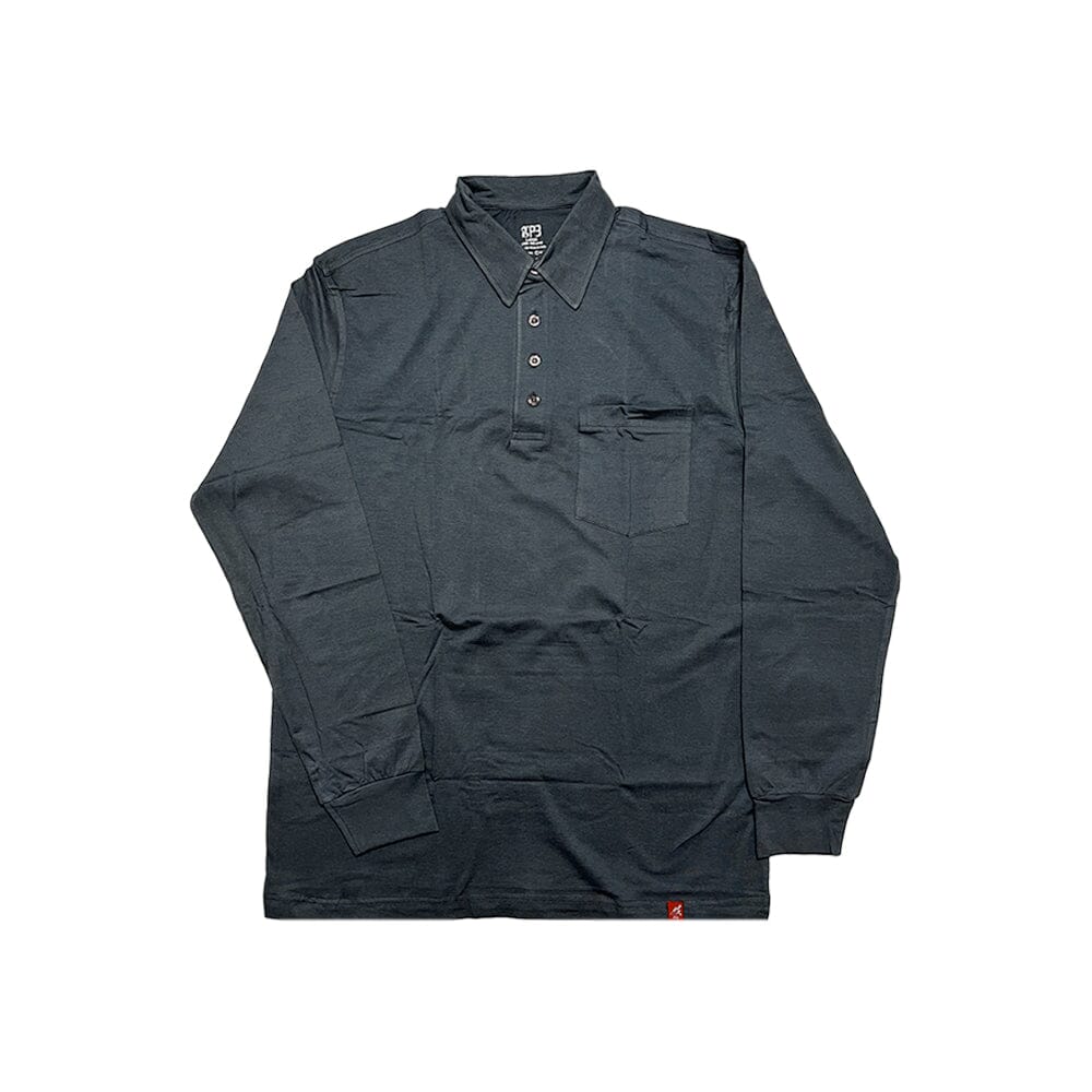 Durable men's polo shirt with no slip hem - office to casual in steel grey colour
