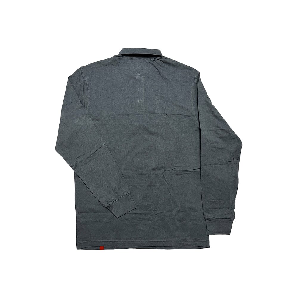 Durable men's polo shirt with no slip hem - office to casual in steel grey colour