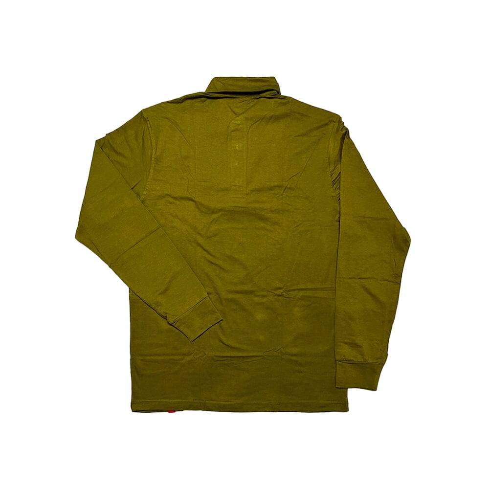 Durable men's polo shirt with no slip hem - office to casual in dark moss colour