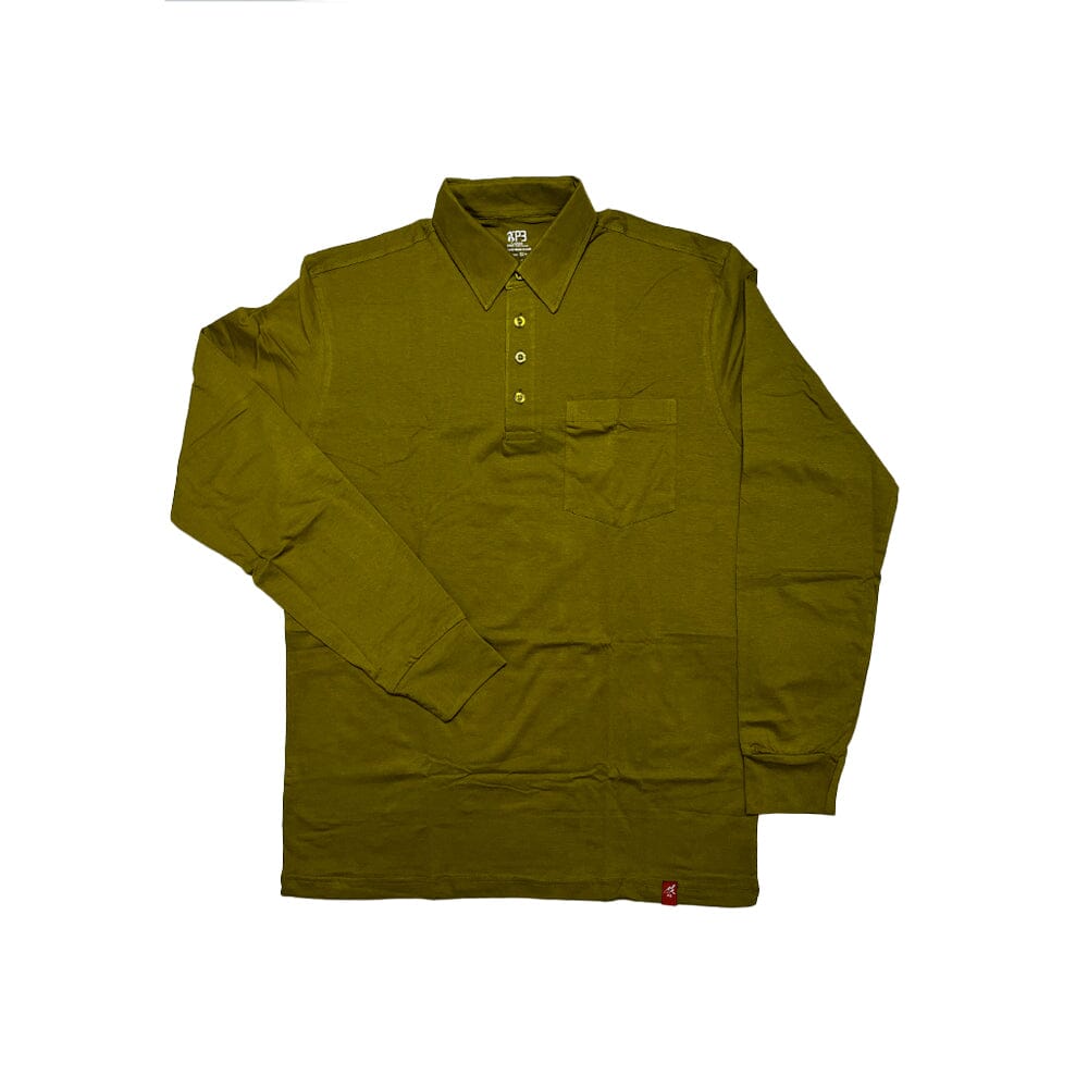 Durable men's polo shirt with no slip hem - office to casual in Dark Moss colour