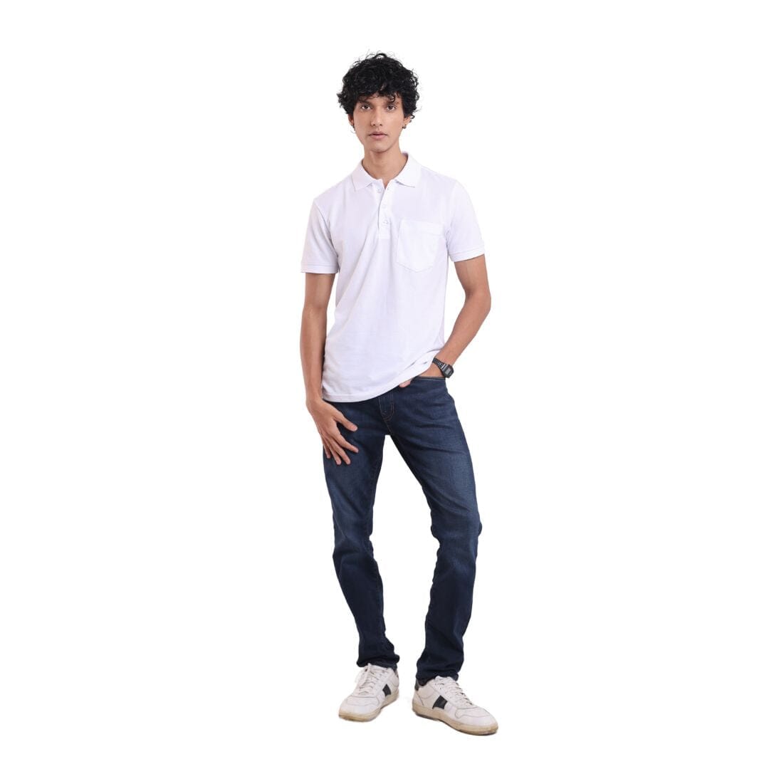 Men's breathable knit polo for gym and office - tropical essential - in Lucent White colour | P3 India