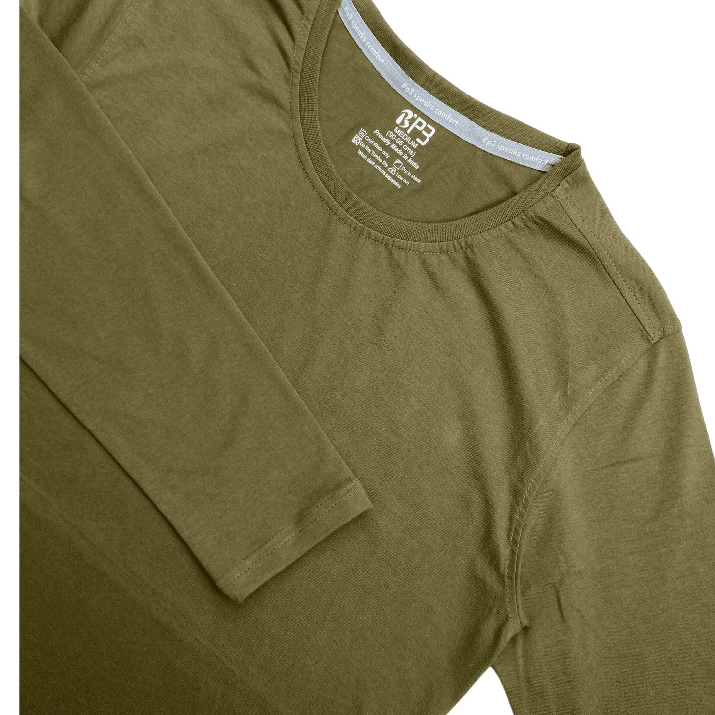 Essential Full Sleeve T-Shirt Crew Neck P3 Olive Small (80 cm- 85 cm)