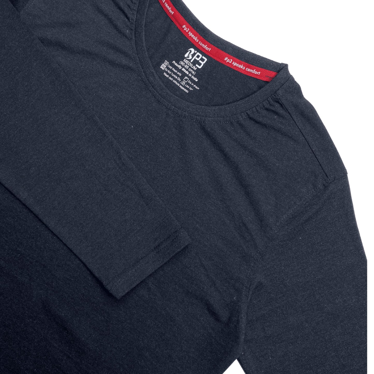 Essential Full Sleeve T-Shirt Crew Neck P3 Charcoal Small (80 cm- 85 cm)