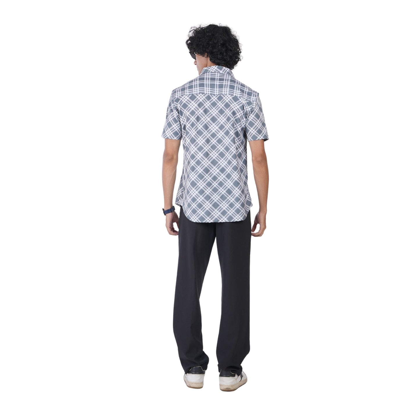 Men’s regular fit mercerised knit shirt in Grey Colour ,breathable fabric for all-day wear,Formal casual shirt with half sleeves and shirt collar