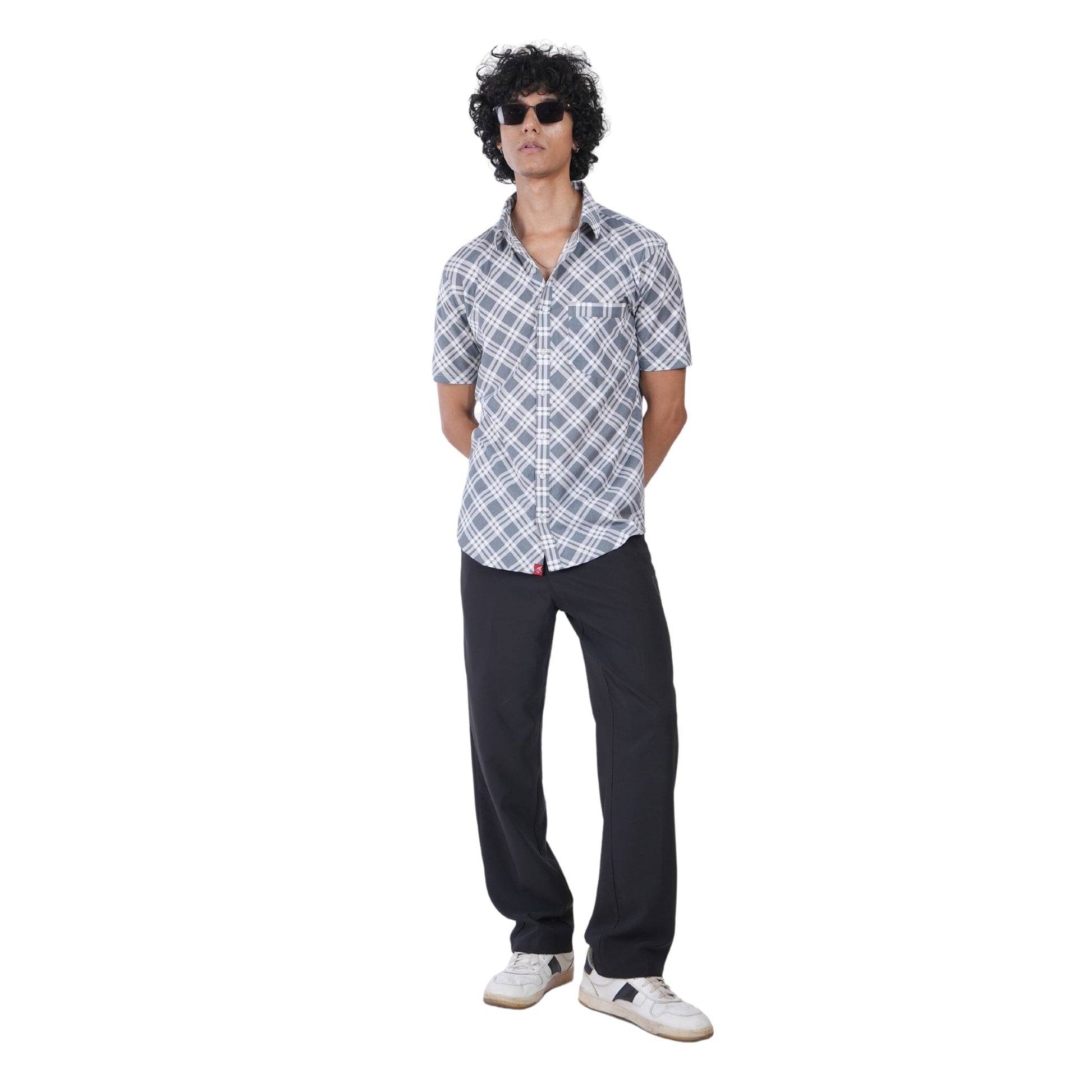 Men’s regular fit mercerised knit shirt in Grey Colour ,breathable fabric for all-day wear,Formal casual shirt with half sleeves and shirt collar