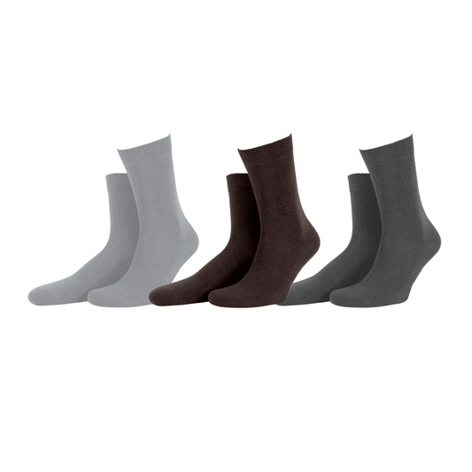Luxury Series Socks (3 pairs) Socks P3 28 cms (Free Size) Grey Mesh | Grey Ink | Brown