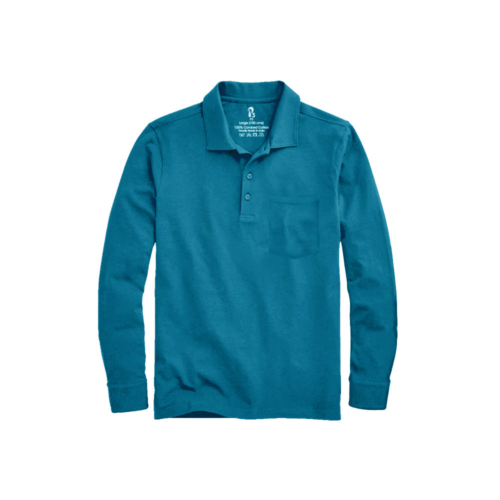 Durable men's polo shirt with no slip hem - office to casual in Vivid Blue colour