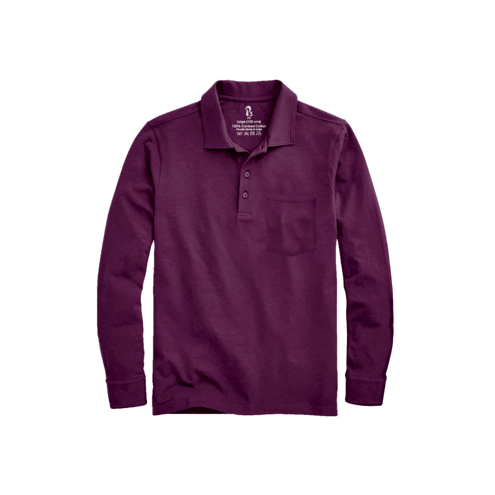 Durable men's polo shirt with no slip hem - office to casual in Vetruvian Violet colour