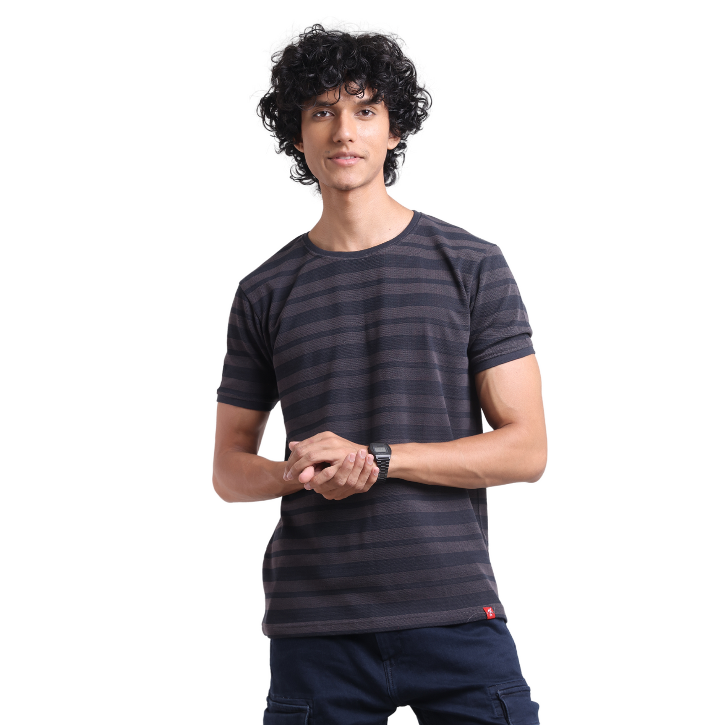 The Pique Stripes Round Neck Half Sleeved T-shirt