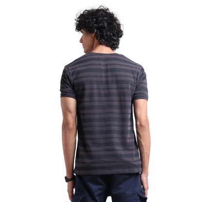 The Pique Stripes Round Neck Half Sleeved T-shirt