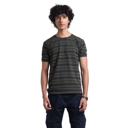 The Pique Stripes Round Neck Half Sleeved T-shirt