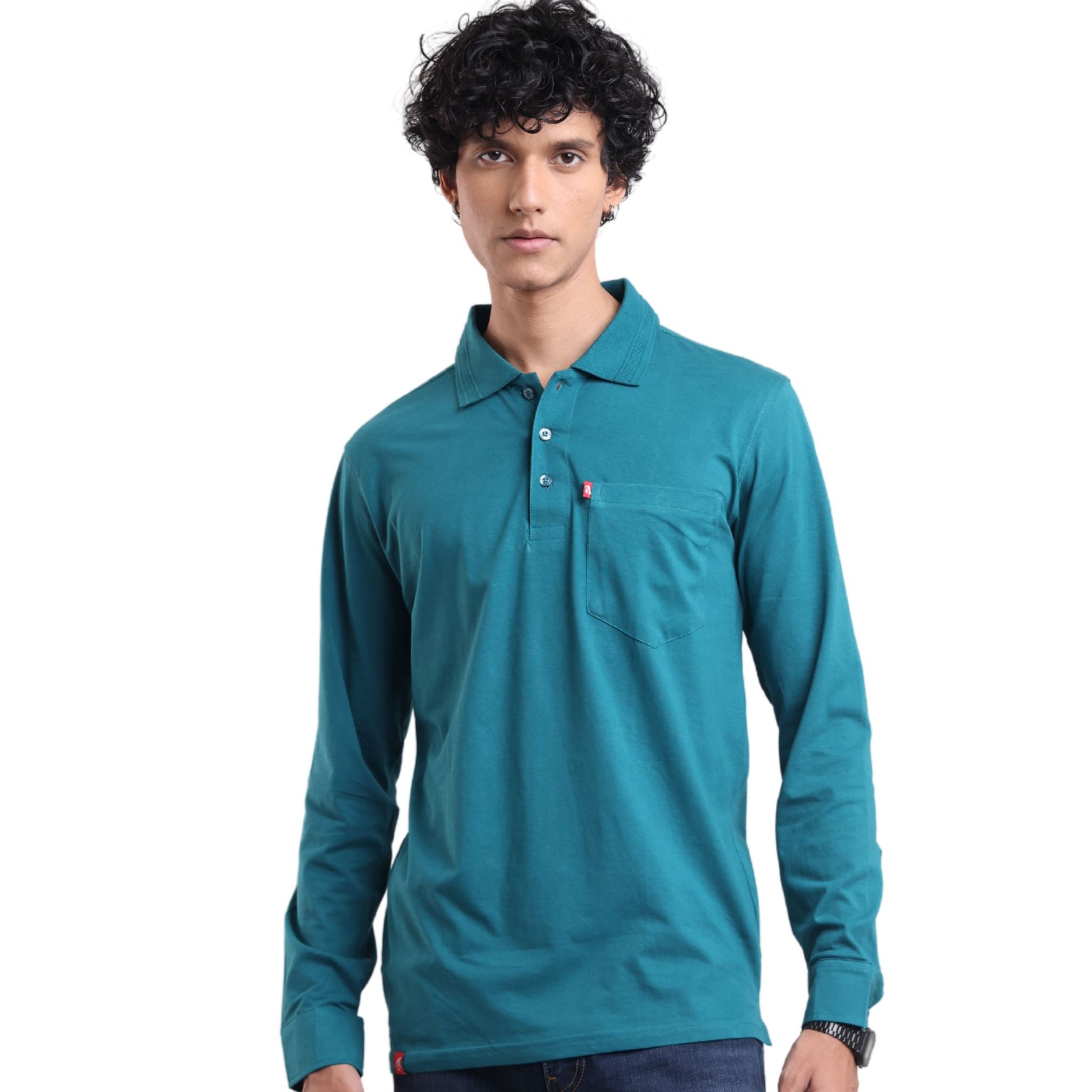 Feather Touch Cloud Cuffed Polo Full Sleeved Cuffed Polos P3 Pacific Green Medium (90 cm - 95 cm) Polos