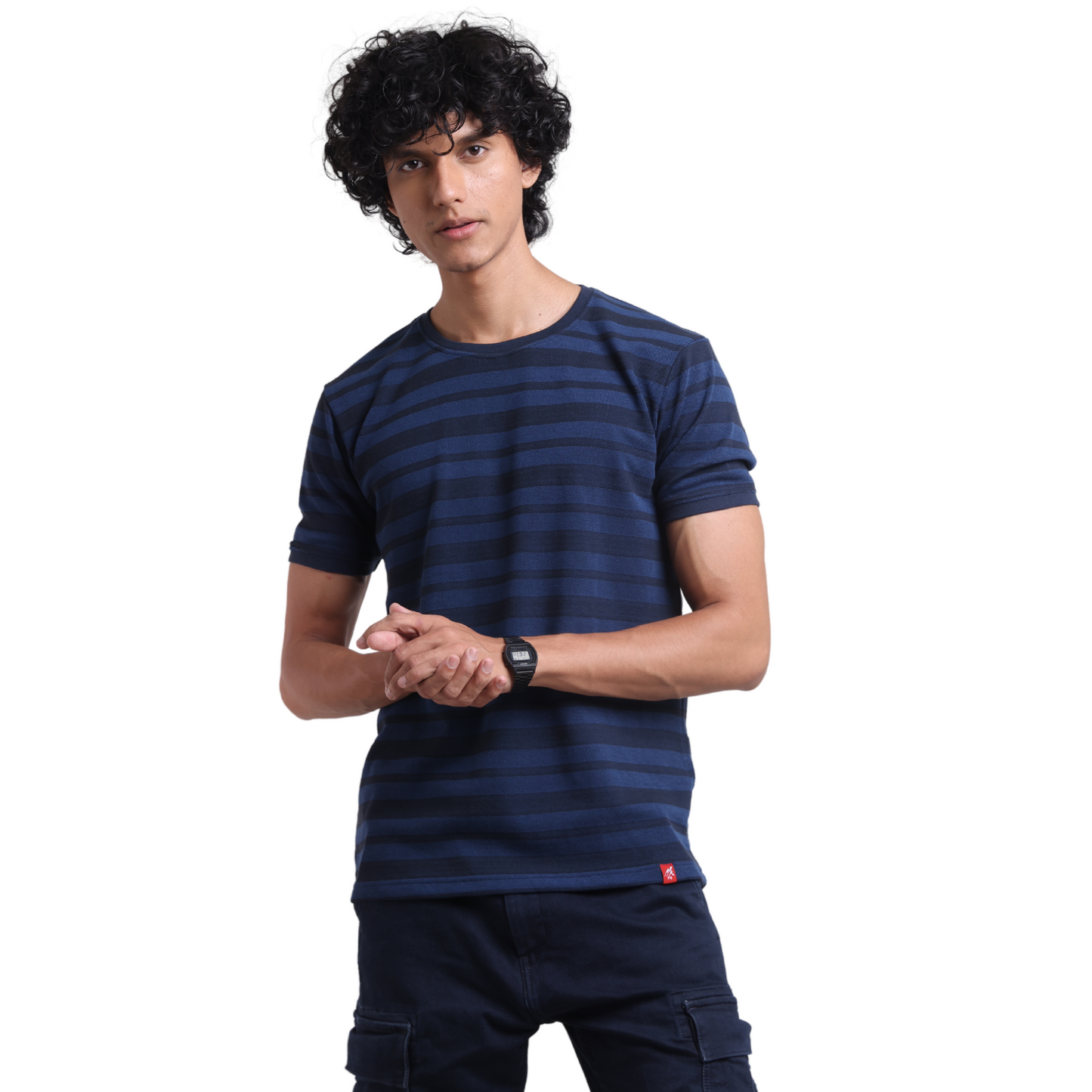 The Pique Stripes Round Neck Half Sleeved T-shirt