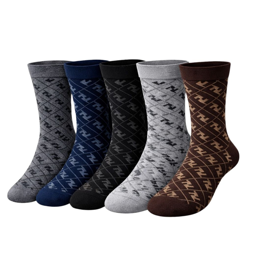 Prime Pattern Calf Length Socks (Pack of 5)