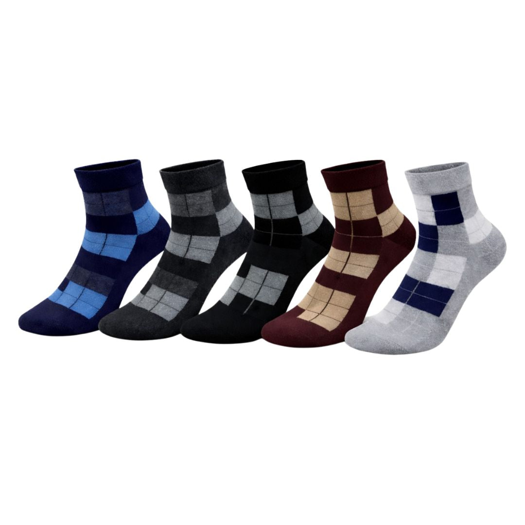 Bistro Check Ankle Socks (Pack of 5)