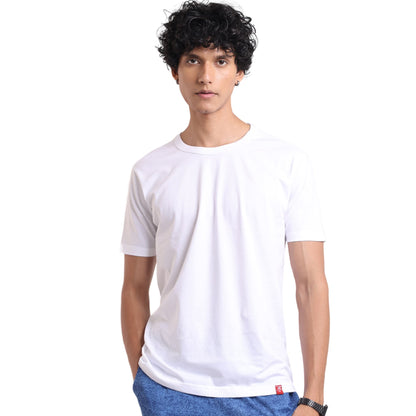 Classic Lightweight White Tee White Crew Neck Half Sleeves Tee P3 White Pack Of (1 Pcs) Small (80 cm - 85 cm) Crew Neck