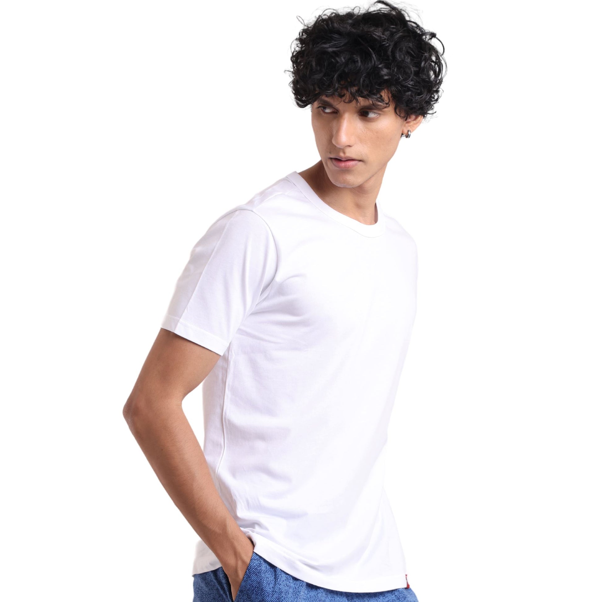 Classic Lightweight White Tee White Crew Neck Half Sleeves Tee P3 