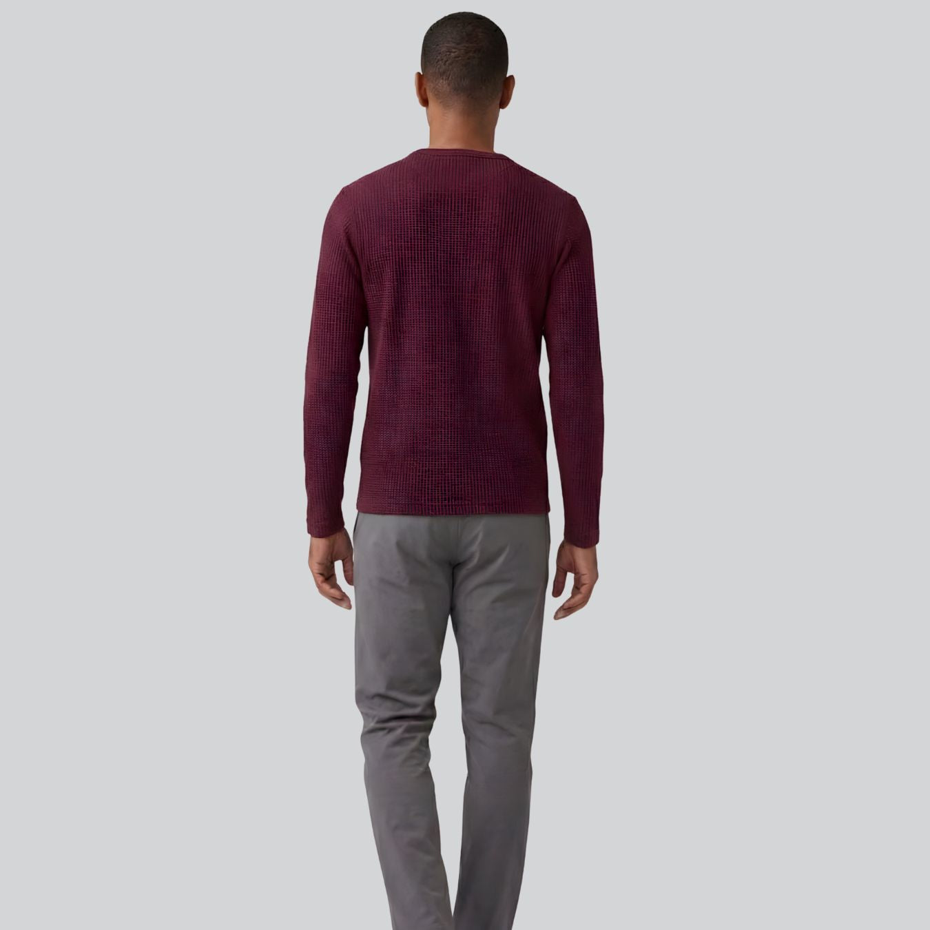 Waffle Knit Round Neck Full Sleeve T-Shirt