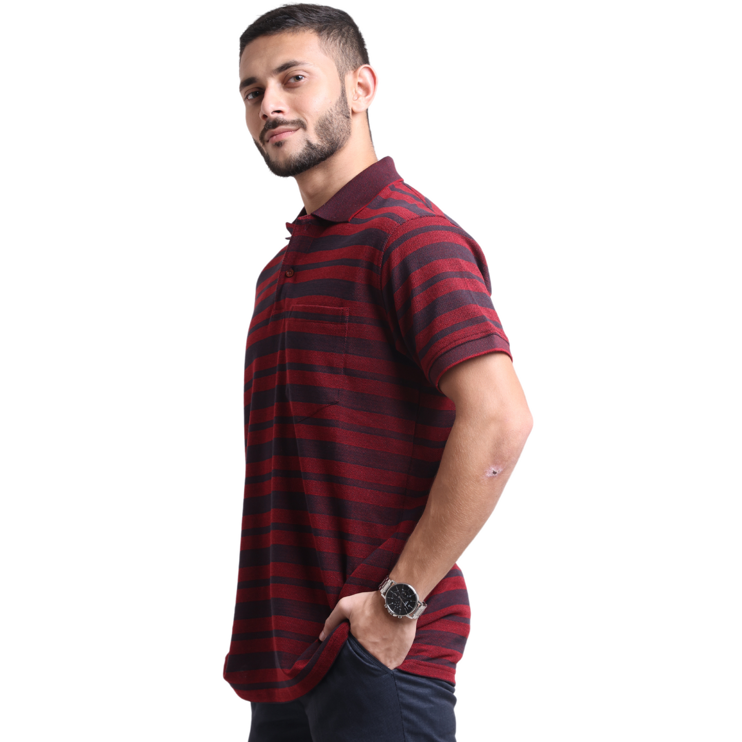 The Pique Stripes Designer Polo