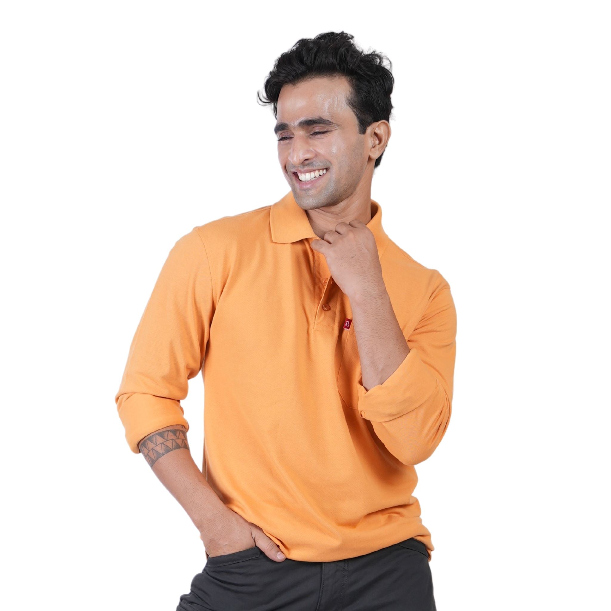 Pique Knit Cuffed Polo – Heavy-Duty Structure with Breathable