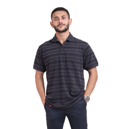 The Pique Stripes Designer Polo