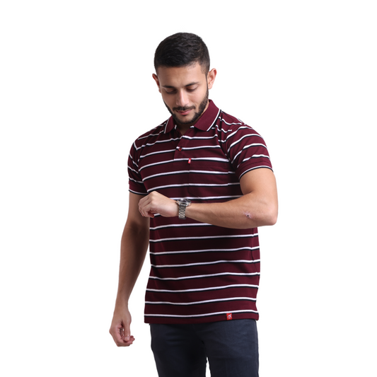 The Pique Contrast Stripes Designer Polo