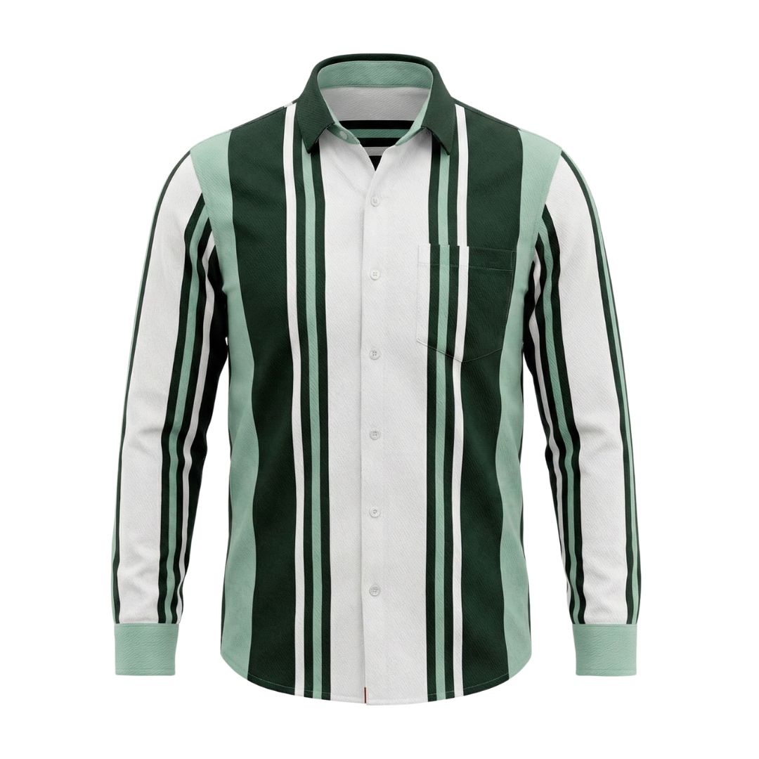The Retro Lane Panel Front Open Long Sleeved Knit Shirt
