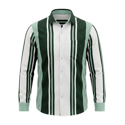 The Retro Lane Panel Front Open Long Sleeved Knit Shirt