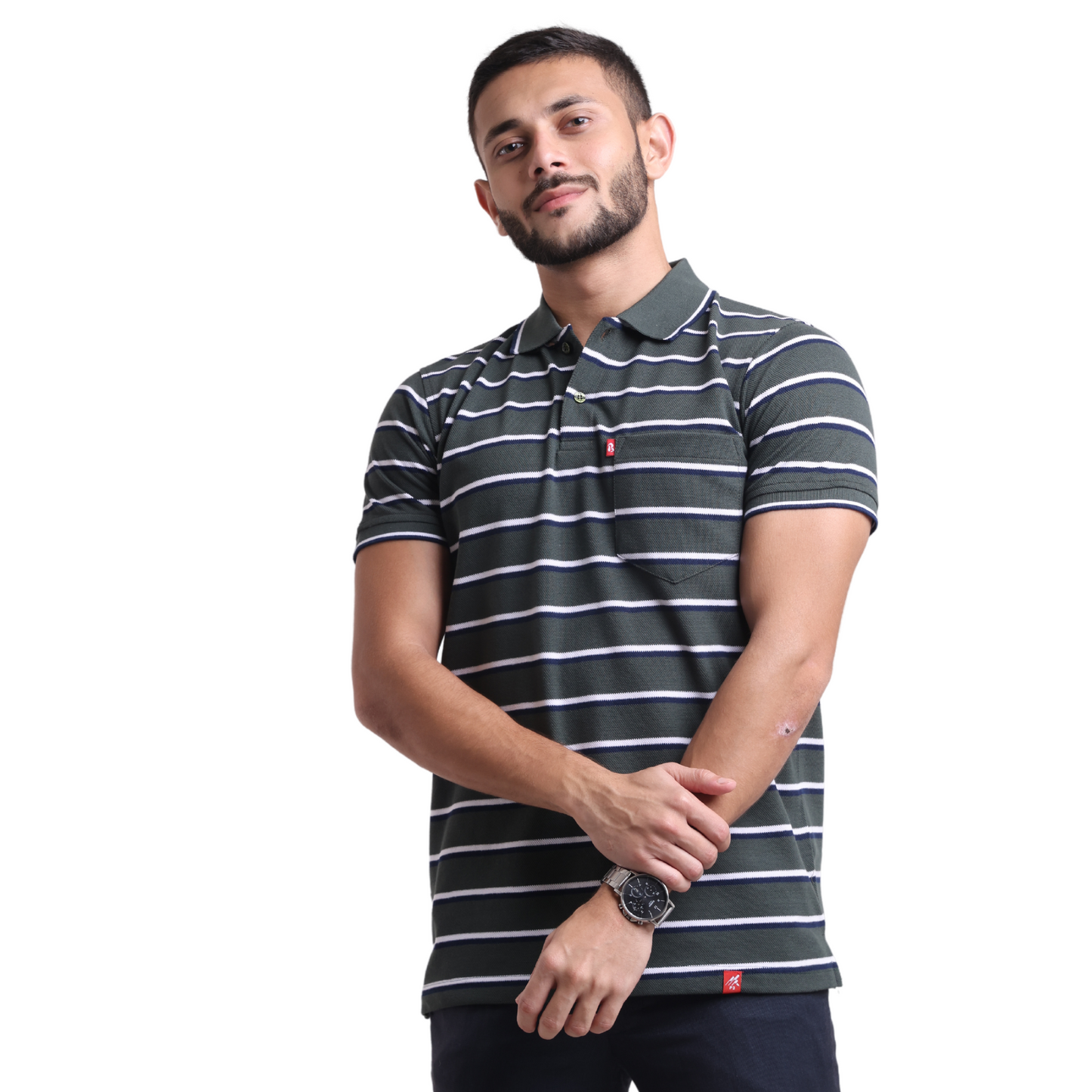 The Pique Contrast Stripes Designer Polo