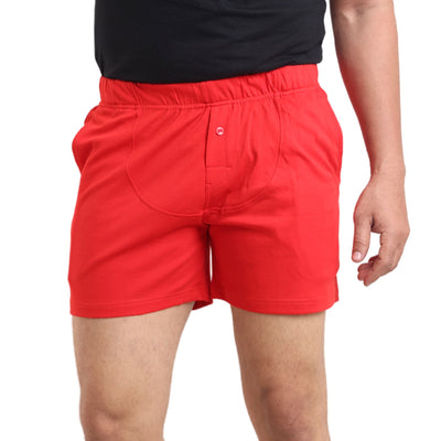 The Night Short (Knit Boxers) Sleepwear Shorts P3 Rum Red Medium (80 cm -85 cm) | Waist upto 32 inches 