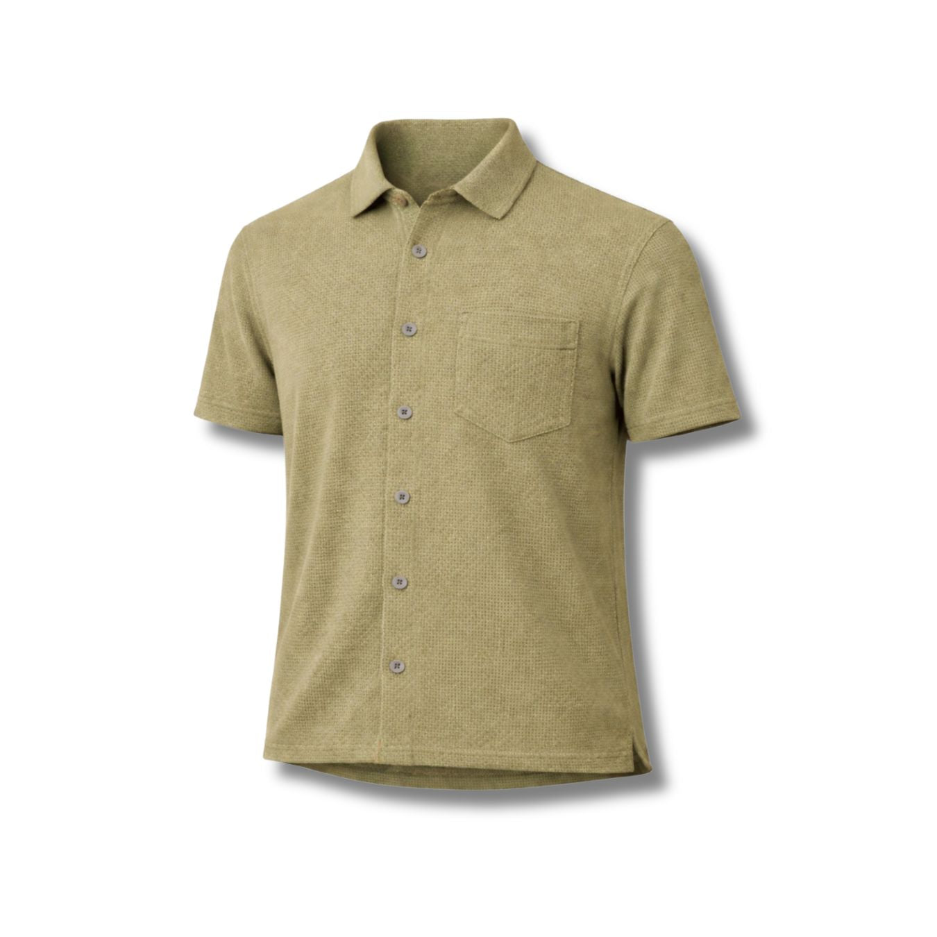 The Waffle Front-Open Knit Shirt