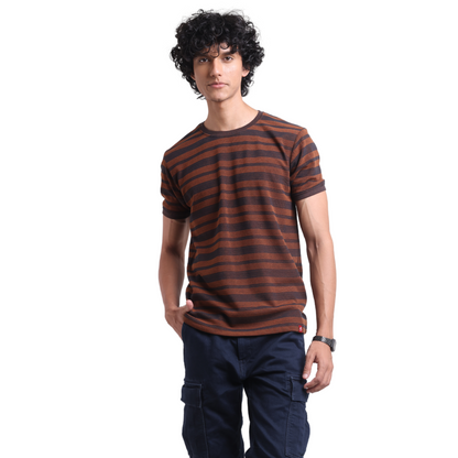 The Pique Stripes Round Neck Half Sleeved T-shirt