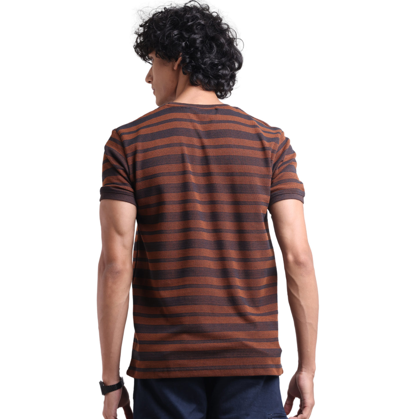 The Pique Stripes Round Neck Half Sleeved T-shirt