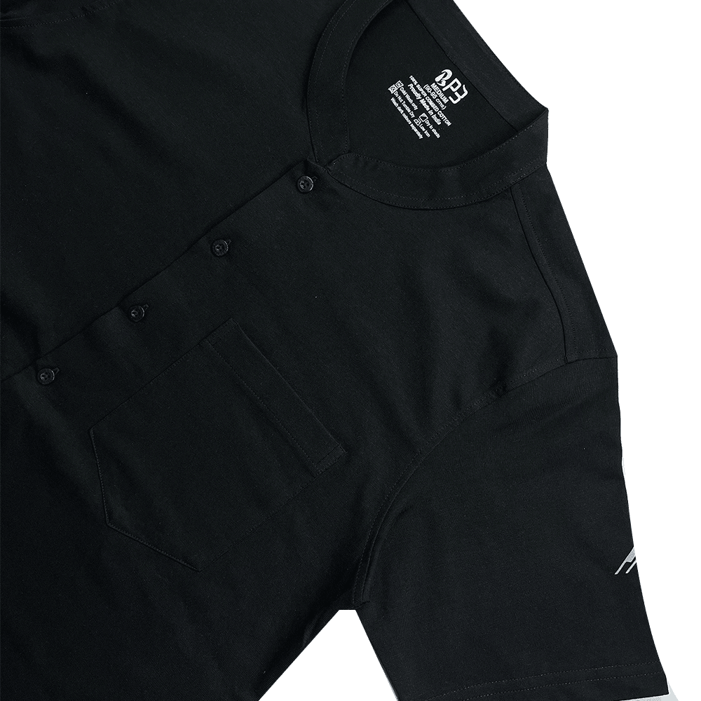 The Bordega Mandarin (Full Open Mandarin Half Sleeve Tee) Full Open Polo Short Sleeve Shirt P3 Black Small (80-85cms) | 32 inches Knit Shirts