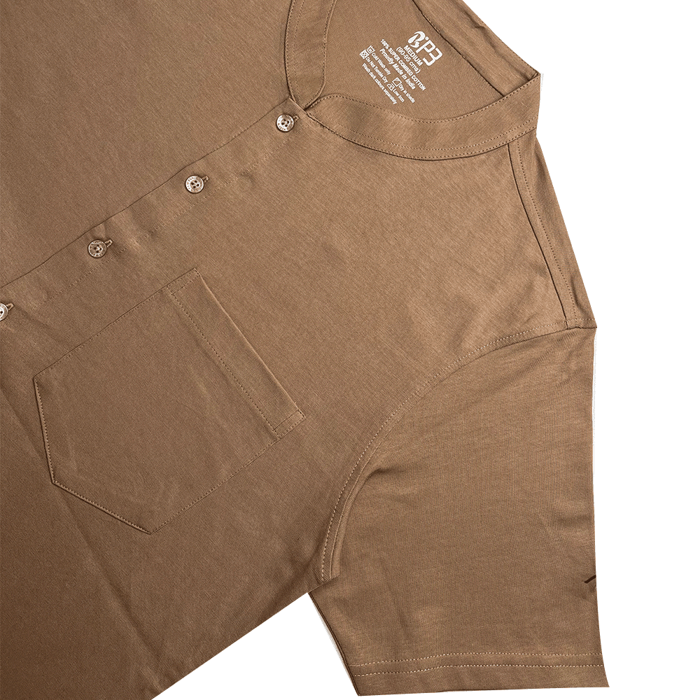 The Bordega Mandarin (Full Open Mandarin Half Sleeve Tee) Full Open Polo Short Sleeve Shirt P3 Burro Small (80-85cms) | 32 inches Knit Shirts