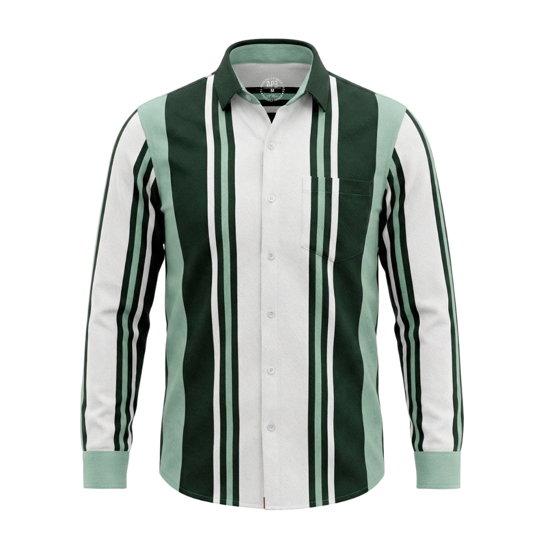 The Retro Lane Panel Front Open Long Sleeved Knit Shirt