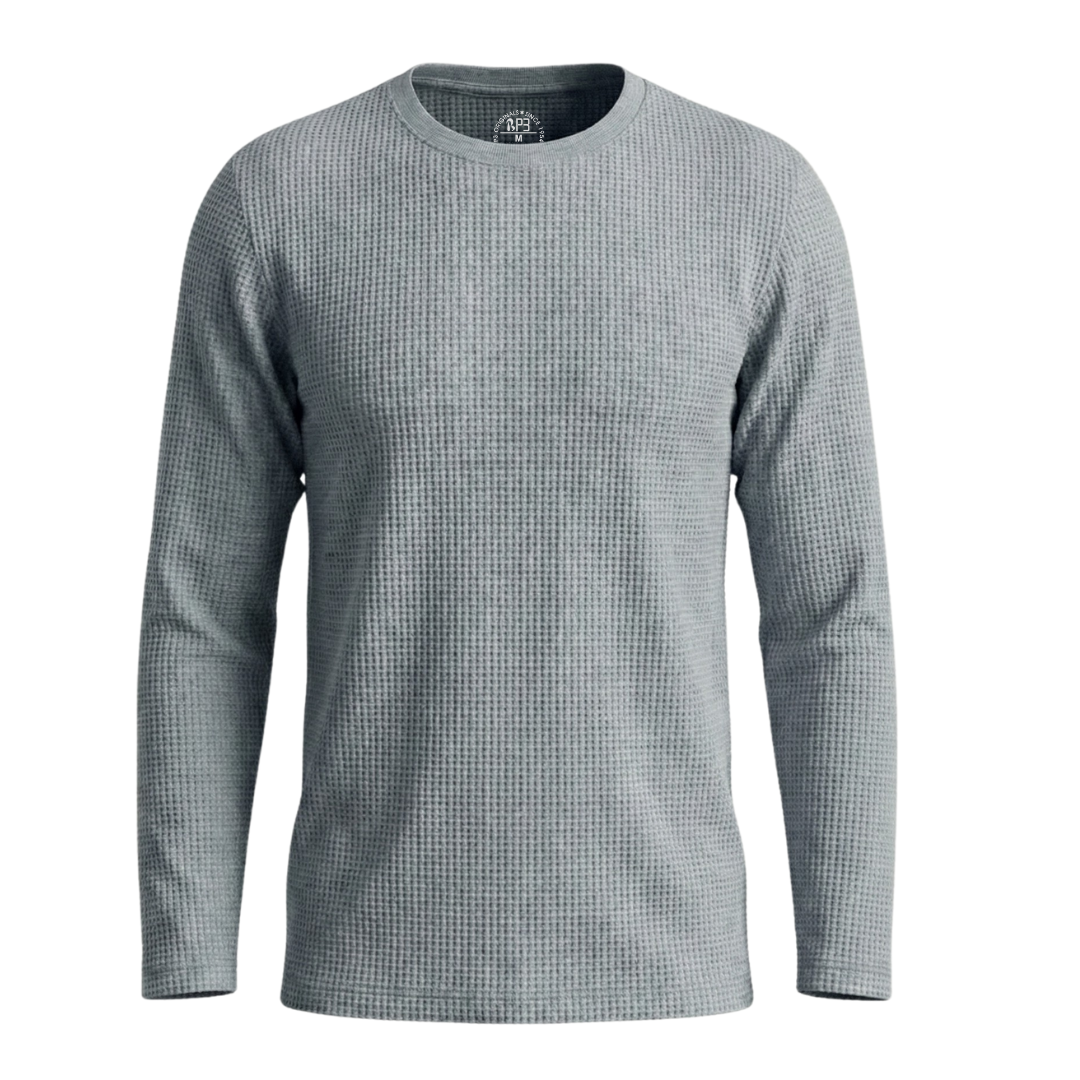 Waffle Knit Round Neck Full Sleeve T-Shirt